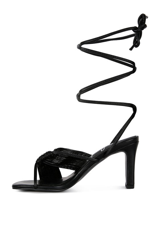 Xuxa metallic tie up block heel sandals - Loving It Shop