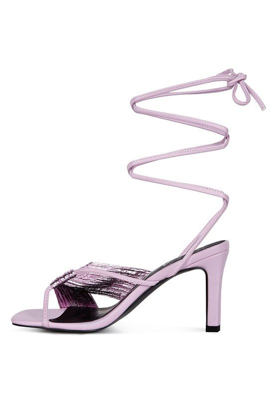 Xuxa metallic tie up block heel sandals - Loving It Shop