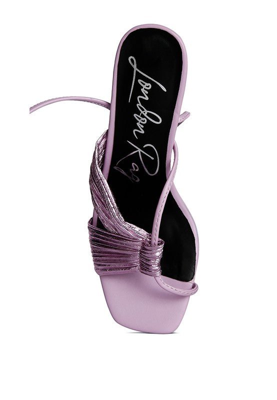Xuxa metallic tie up block heel sandals - Loving It Shop