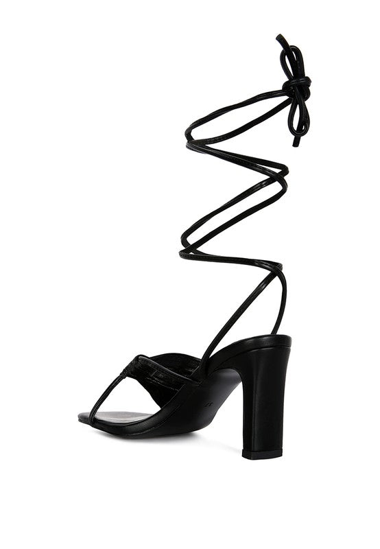 Xuxa metallic tie up block heel sandals - Loving It Shop