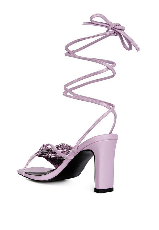 Xuxa metallic tie up block heel sandals - Loving It Shop