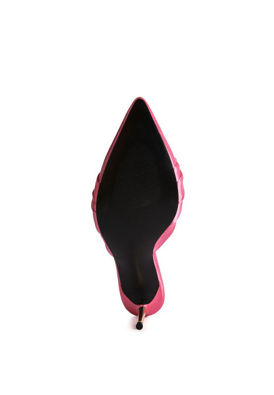 Queenie Satin High Heeled Mule Sandals