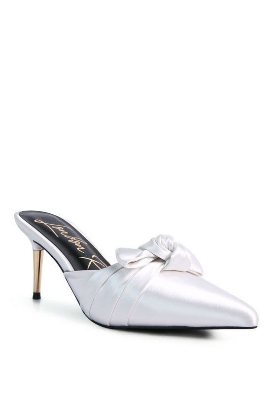 Queenie Satin High Heeled Mule Sandals