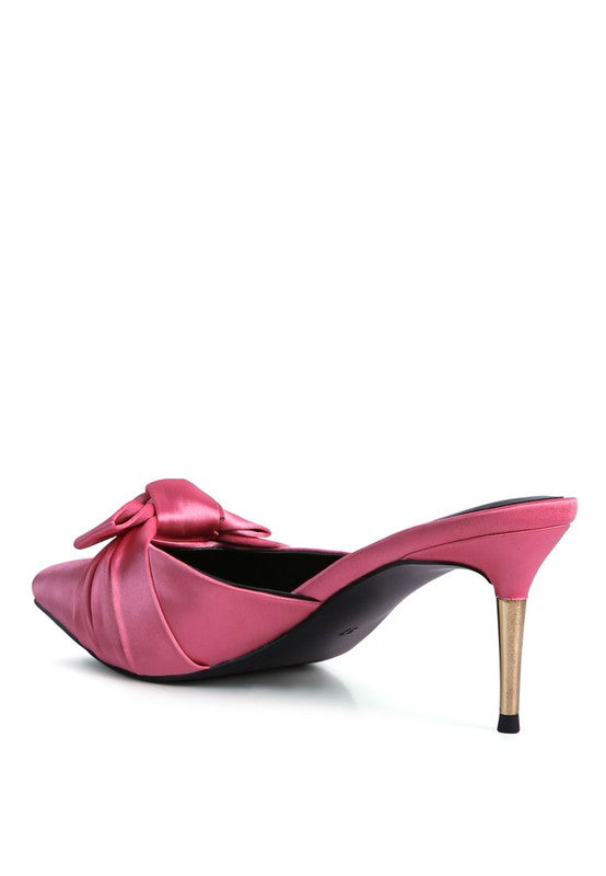 Queenie Satin High Heeled Mule Sandals