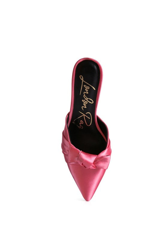 Queenie Satin High Heeled Mule Sandals