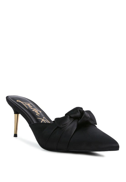 Queenie Satin High Heeled Mule Sandals
