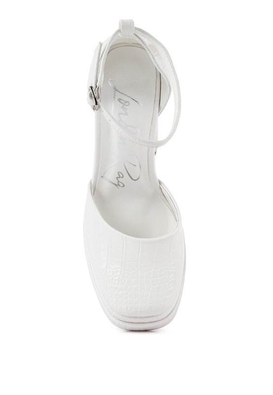 Tempt Me Croc Textured High Heeled Block Sandals - Loving It Shop