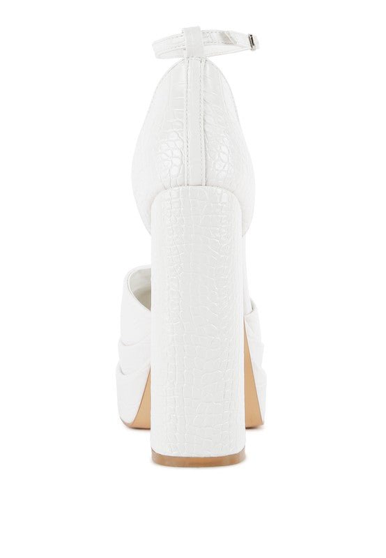 Tempt Me Croc Textured High Heeled Block Sandals - Loving It Shop