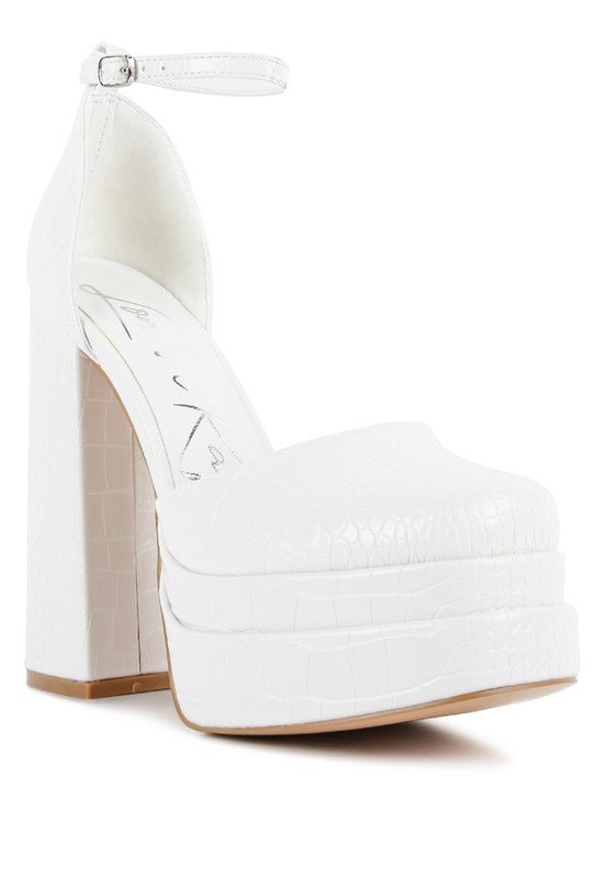 Tempt Me Croc Textured High Heeled Block Sandals - Loving It Shop