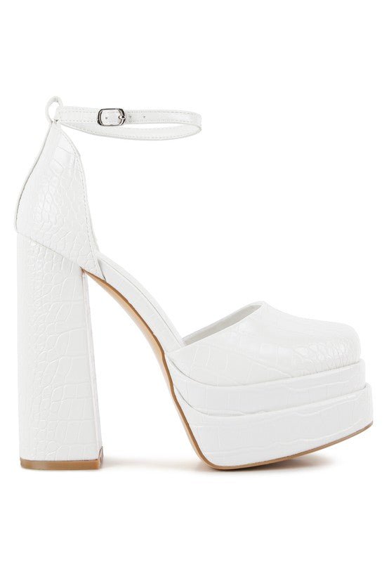 Tempt Me Croc Textured High Heeled Block Sandals - Loving It Shop