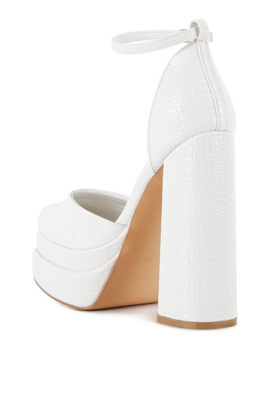 Tempt Me Croc Textured High Heeled Block Sandals - Loving It Shop