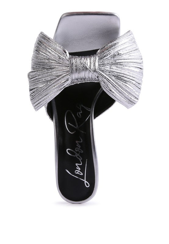 Wonderbuz High Heeled Bow Slider Sandals - Loving It Shop