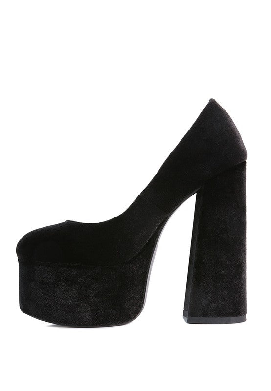 Old Novelty Platform Heel Velvet Pumps - Loving It Shop