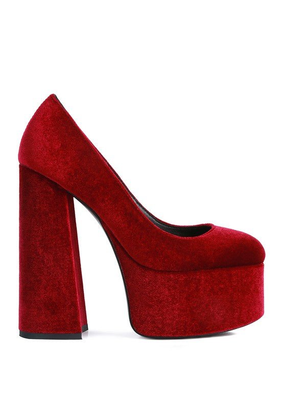 Old Novelty Platform Heel Velvet Pumps - Loving It Shop