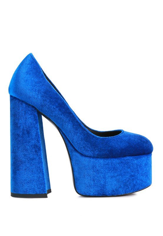 Old Novelty Platform Heel Velvet Pumps - Loving It Shop