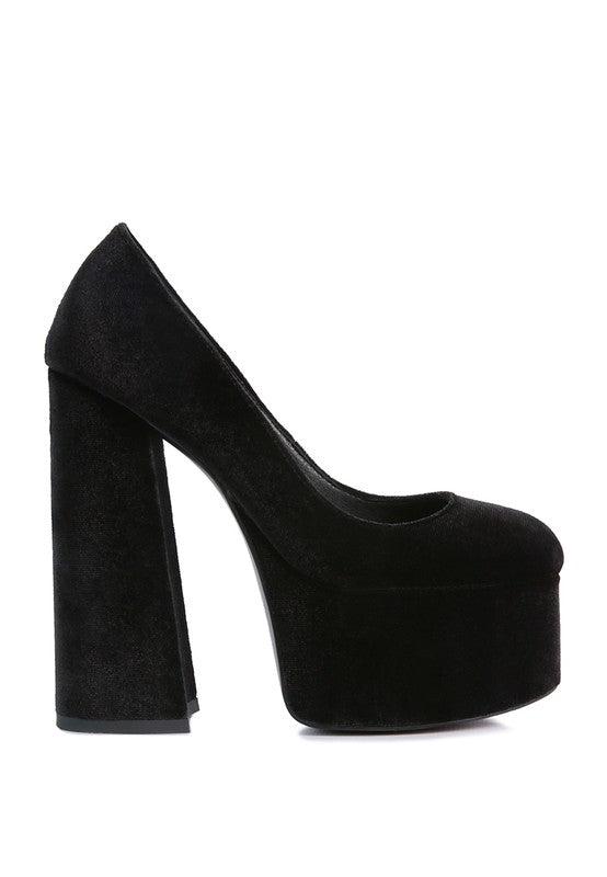 Old Novelty Platform Heel Velvet Pumps - Loving It Shop