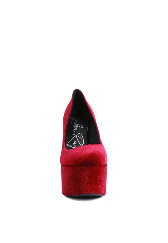 Old Novelty Platform Heel Velvet Pumps - Loving It Shop