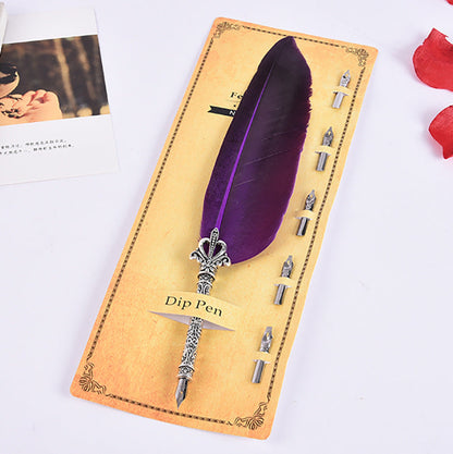 Creative Retro Turkey Feather Pen Teacher&