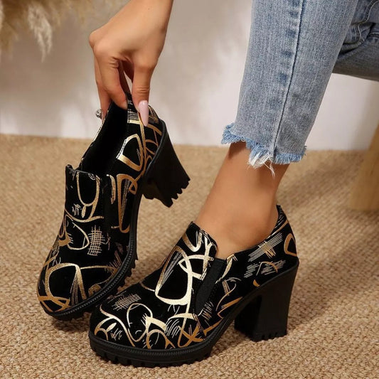 Round Toe Block Heels Pumps - Loving It Shop