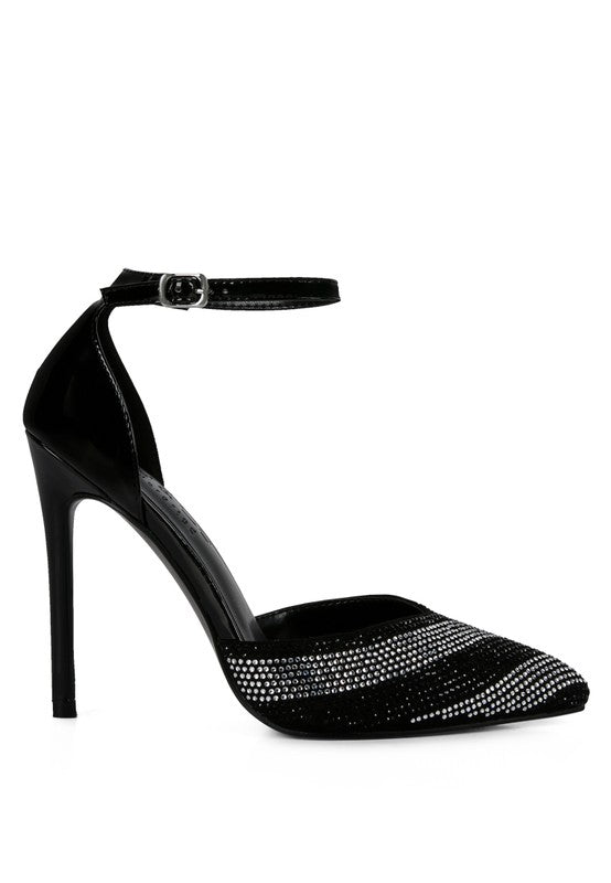 NOBLES High Heeled Patent Diamante Sandals - Loving It Shop