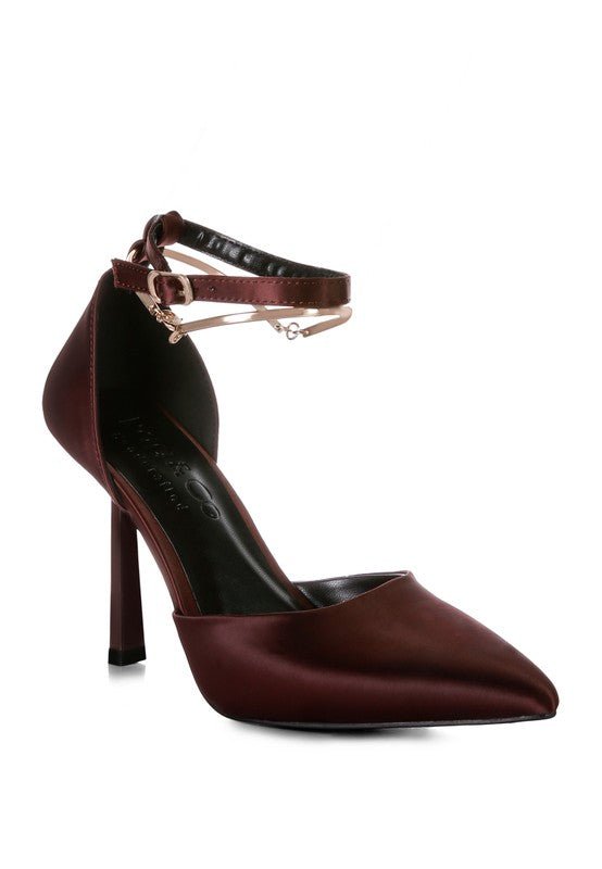 HOBNOB Satin High Heeled Anklet Sandals - Loving It Shop