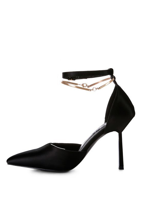 HOBNOB Satin High Heeled Anklet Sandals - Loving It Shop