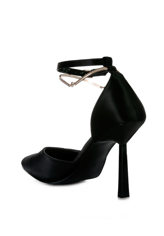 HOBNOB Satin High Heeled Anklet Sandals