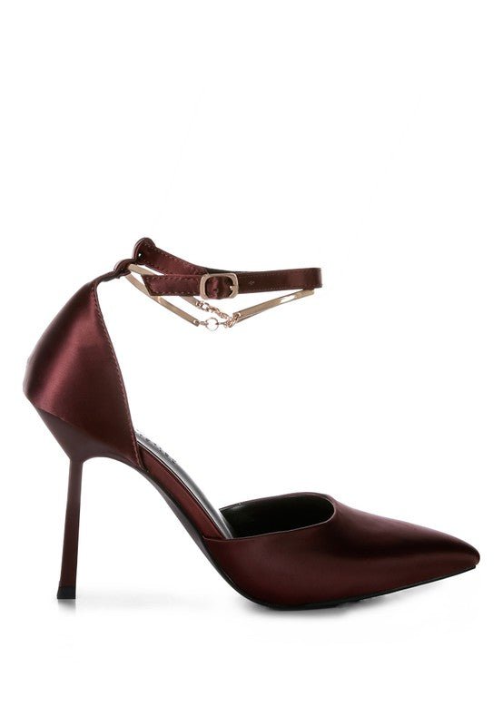 HOBNOB Satin High Heeled Anklet Sandals - Loving It Shop
