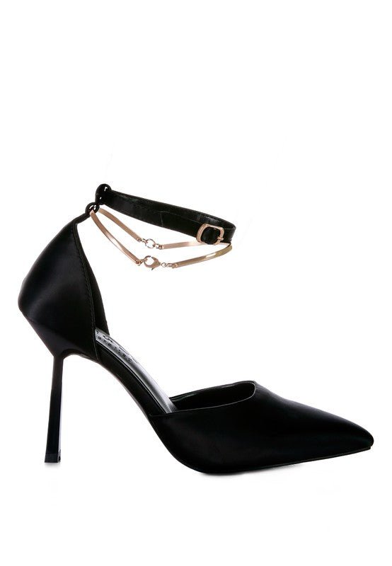 HOBNOB Satin High Heeled Anklet Sandals - Loving It Shop