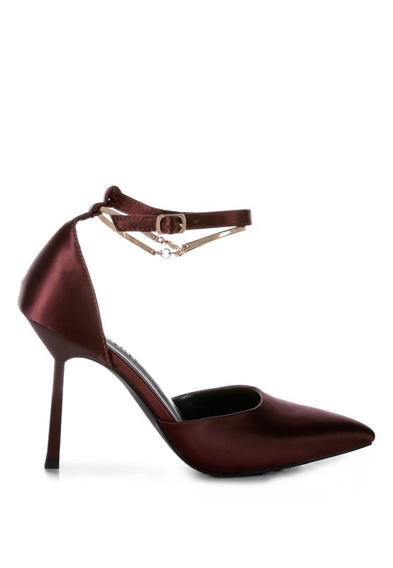HOBNOB Satin High Heeled Anklet Sandals
