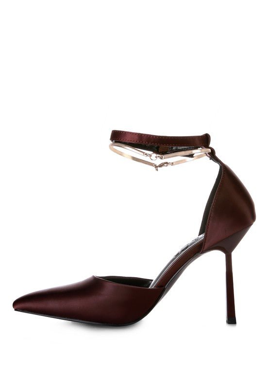 HOBNOB Satin High Heeled Anklet Sandals - Loving It Shop