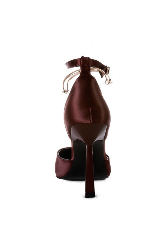 HOBNOB Satin High Heeled Anklet Sandals - Loving It Shop