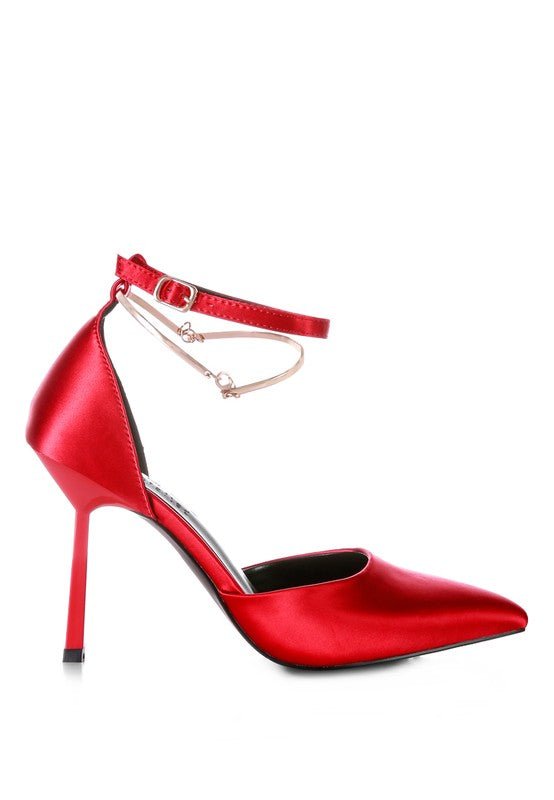 HOBNOB Satin High Heeled Anklet Sandals - Loving It Shop