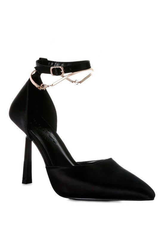 HOBNOB Satin High Heeled Anklet Sandals - Loving It Shop