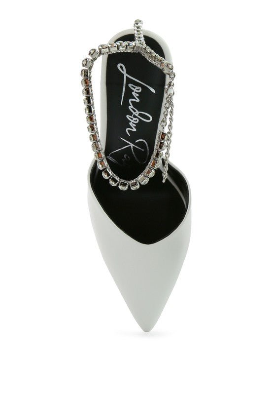 Joyce High Heeled Rhinestone Mule Sandals - Loving It Shop
