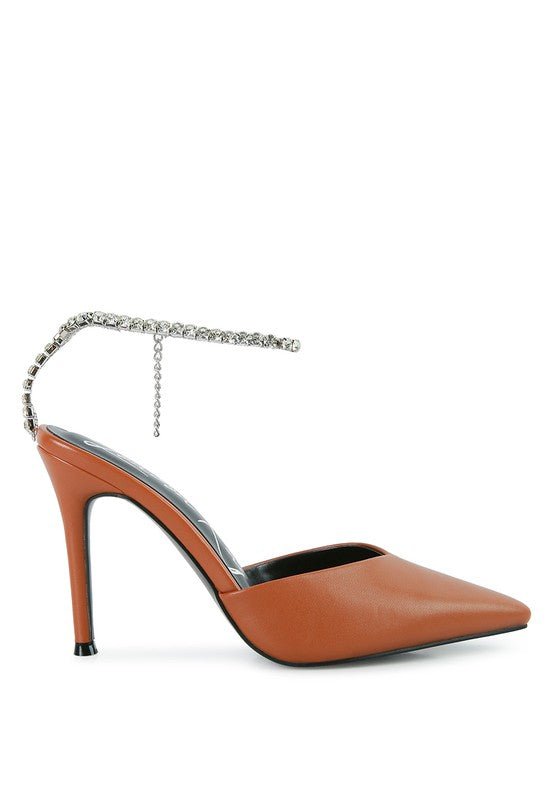 Joyce High Heeled Rhinestone Mule Sandals - Loving It Shop