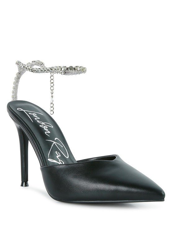 Joyce High Heeled Rhinestone Mule Sandals - Loving It Shop