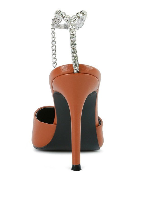 Joyce High Heeled Rhinestone Mule Sandals - Loving It Shop