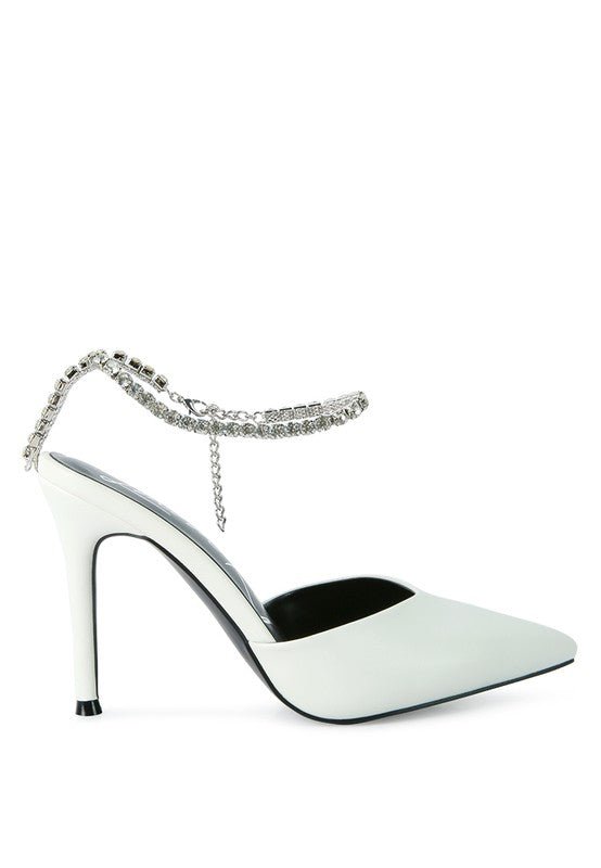 Joyce High Heeled Rhinestone Mule Sandals - Loving It Shop