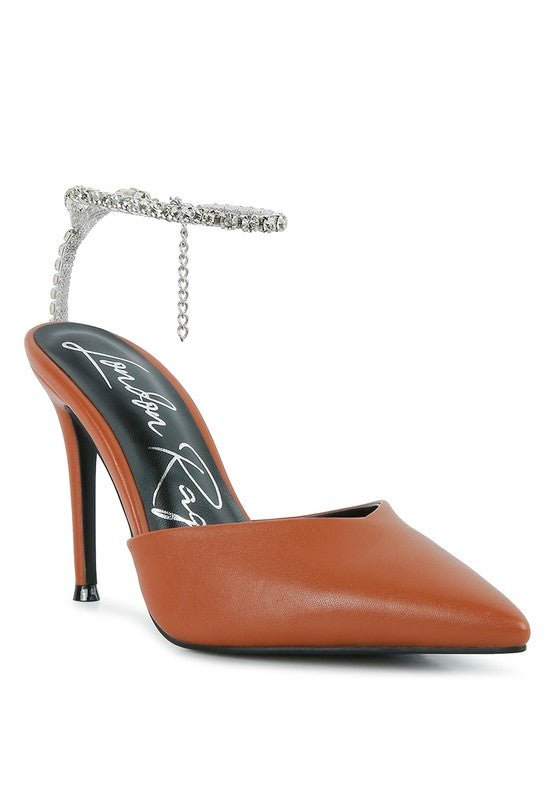 Joyce High Heeled Rhinestone Mule Sandals - Loving It Shop