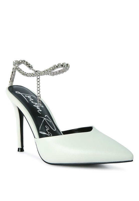 Joyce High Heeled Rhinestone Mule Sandals - Loving It Shop