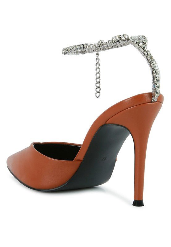 Joyce High Heeled Rhinestone Mule Sandals - Loving It Shop
