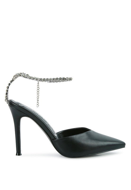 Joyce High Heeled Rhinestone Mule Sandals - Loving It Shop