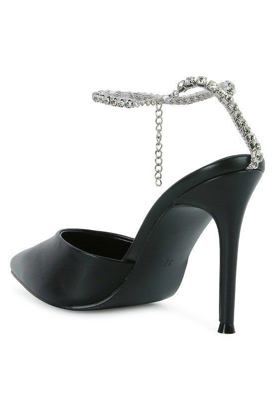 Joyce High Heeled Rhinestone Mule Sandals - Loving It Shop