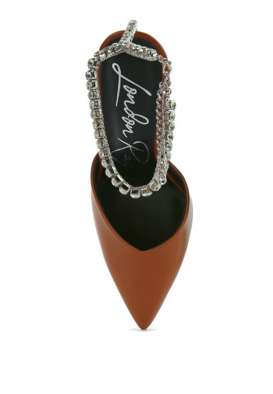 Joyce High Heeled Rhinestone Mule Sandals - Loving It Shop