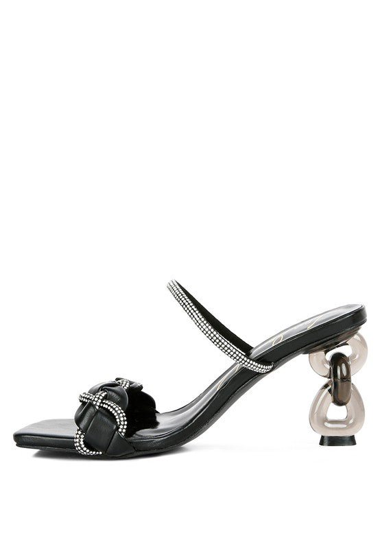 Big Plan Diamante Detail Mid Heel Sandals - Loving It Shop