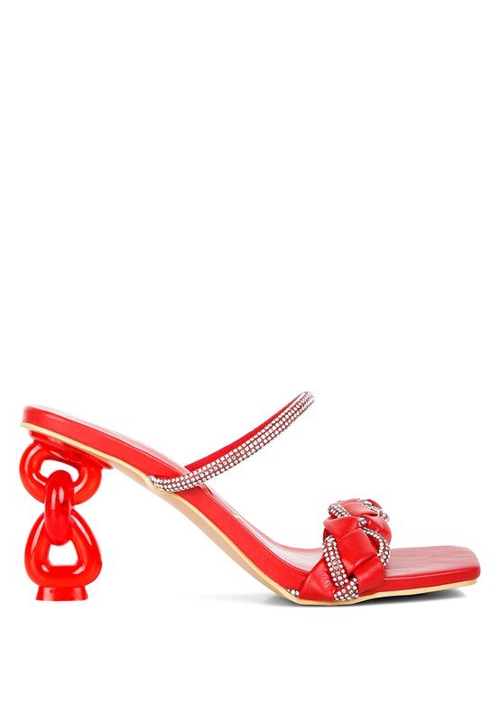 Big Plan Diamante Detail Mid Heel Sandals - Loving It Shop