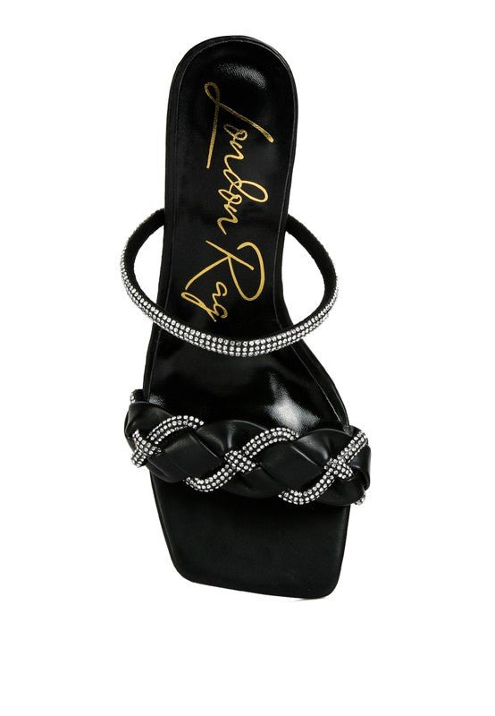 Big Plan Diamante Detail Mid Heel Sandals - Loving It Shop