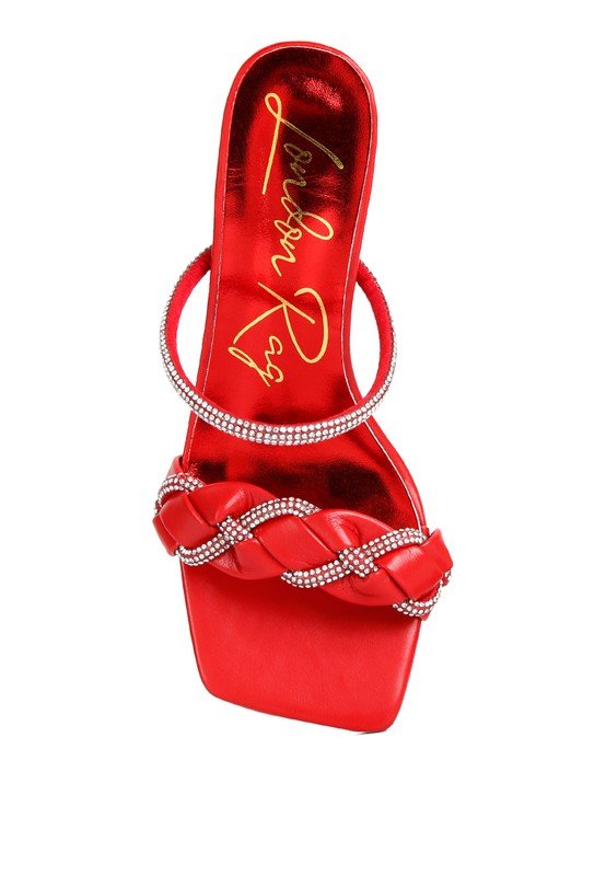 Big Plan Diamante Detail Mid Heel Sandals - Loving It Shop