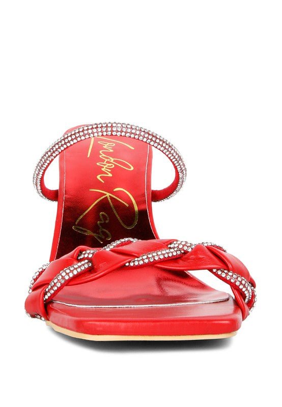 Big Plan Diamante Detail Mid Heel Sandals - Loving It Shop